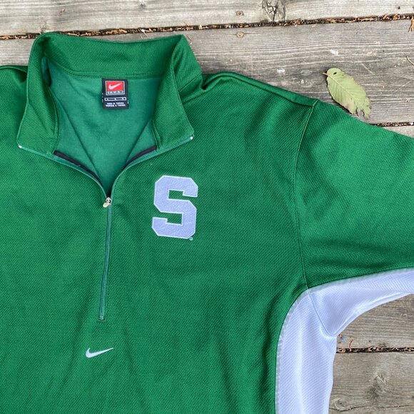 Vintage Nike Center Swoosh Michigan State Jersey T Shirt Green Large - Picture 14 of 16